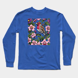 New Hampshire Purple Finch And Pink Ladys Slipper Long Sleeve T-Shirt